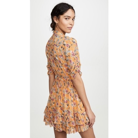 NWOT Nicholas Ruffle Mini Dress in Honey Multi Size 2 - Picture 2 of 8